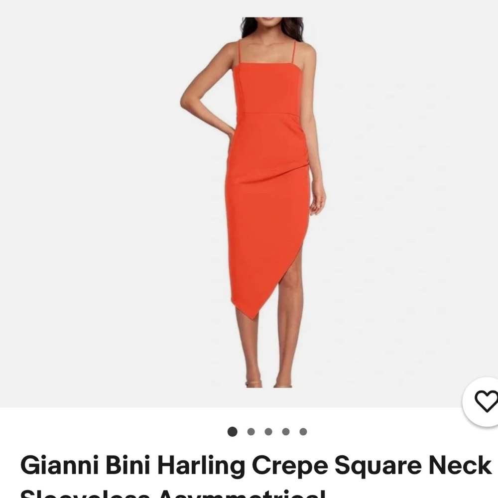 Gianni Bini Orange Asymmetrical Ruched Cocktail Dress
